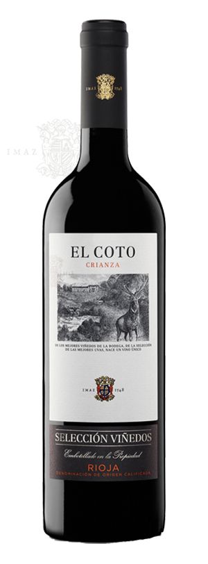 una botella de vino el coto crianza selección viñedos