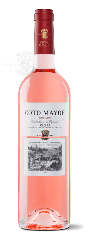 una botella de vino el coto mayor rosado