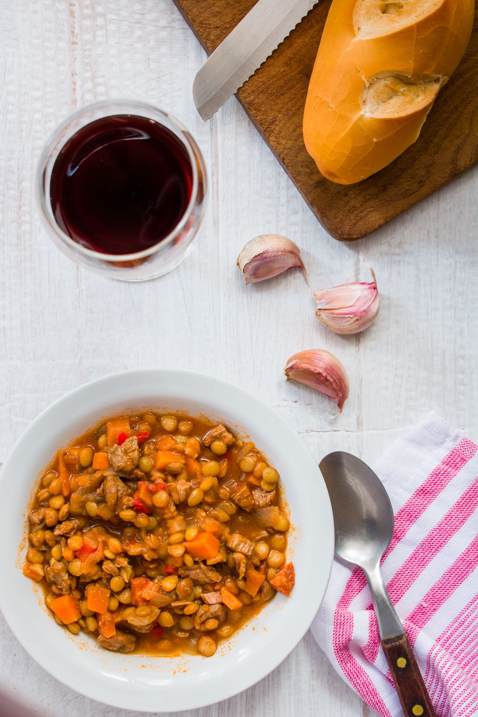 Lentejas maridadas con vino blanco 875 m Fermentado en Barrica